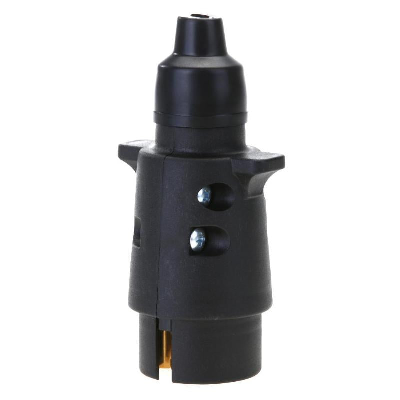12V 7-Way Round Plastic RV Trailer Plug Connector Plug (Black) - ebowsos