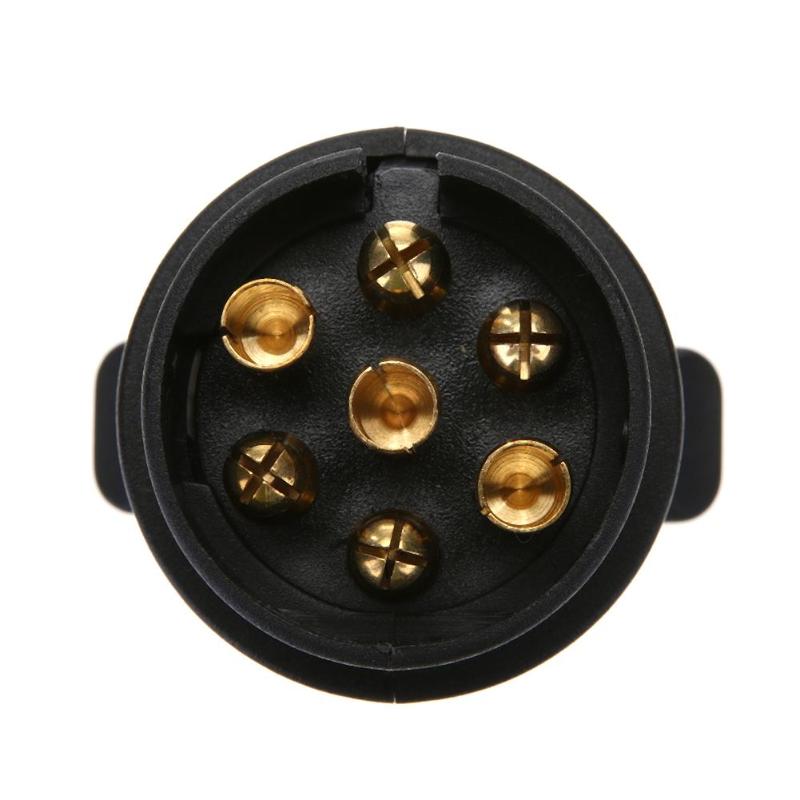 12V 7-Way Round Plastic RV Trailer Plug Connector Plug (Black) - ebowsos