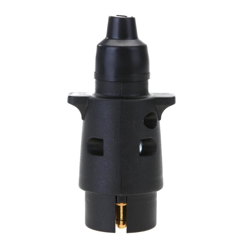 12V 7-Way Round Plastic RV Trailer Plug Connector Plug (Black) - ebowsos
