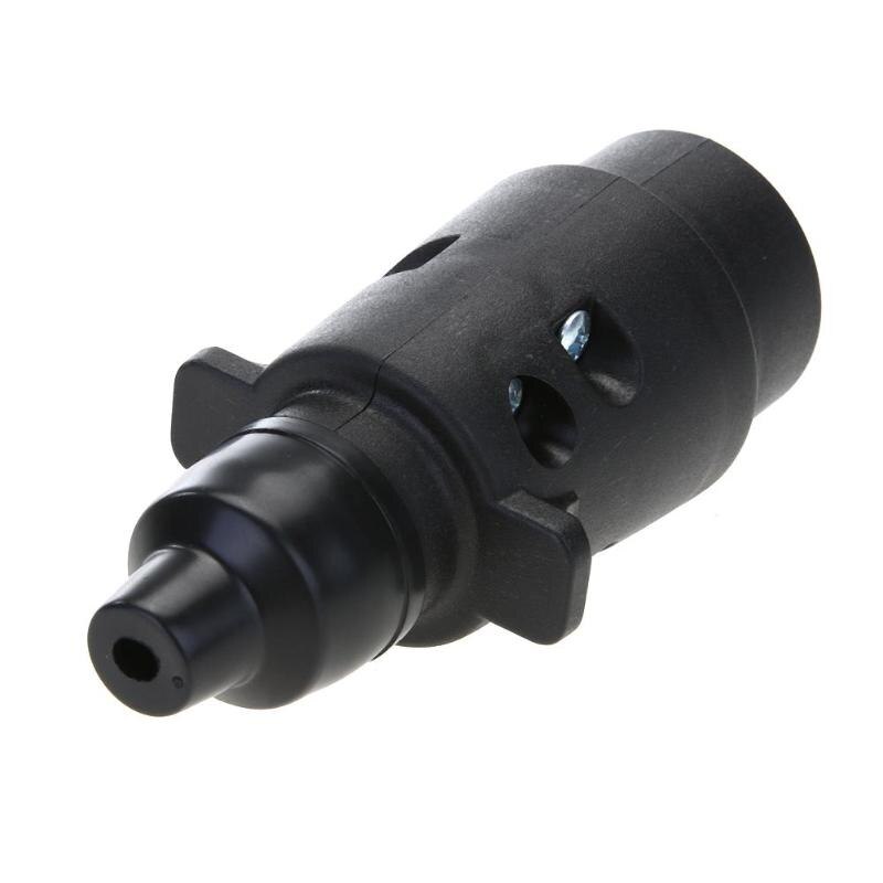 12V 7-Way Round Plastic RV Trailer Plug Connector Plug (Black) - ebowsos
