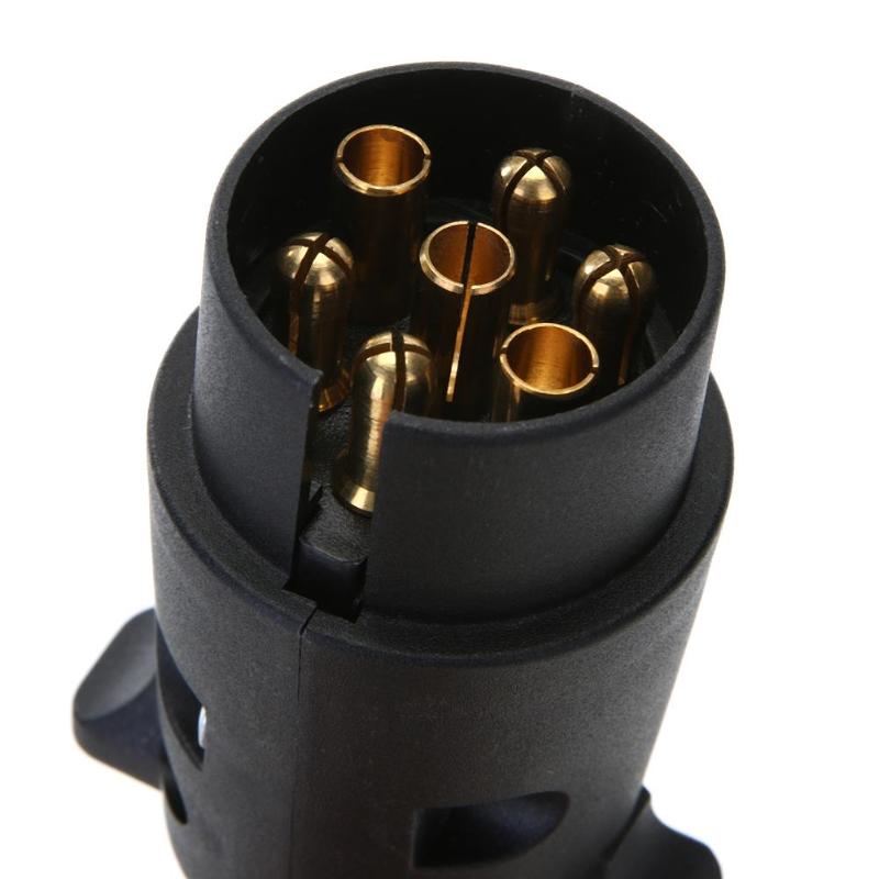 12V 7-Way Round Plastic RV Trailer Plug Connector Plug (Black) - ebowsos