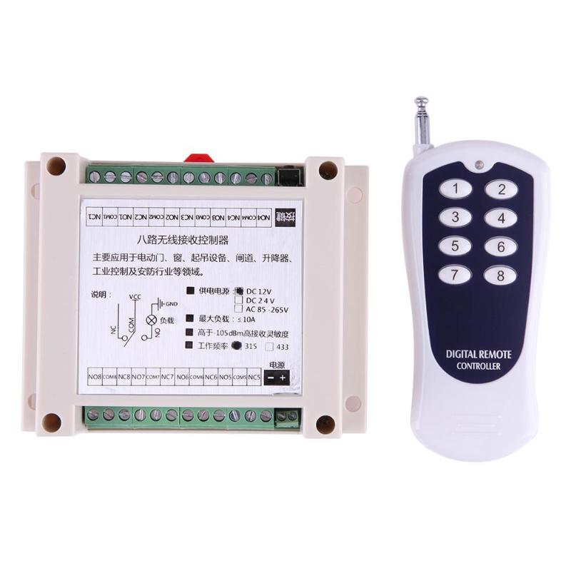 12V 8 CH channel RF Wireless Remote Control Switch & Remote Control System Receiver Transmitter 315MHz 8CH Relay NC NO COM - ebowsos