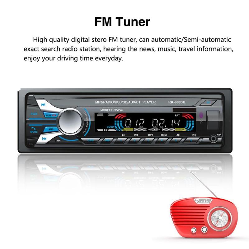 12V Bluetooth Car Radio FM/AM MP3 Audio Player USB Disk SD Card Playing AM Radio Aux Input Receiver SD USB 200W MP3 Player - ebowsos