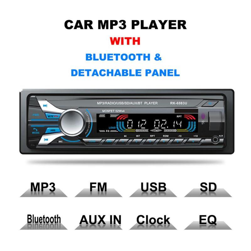 12V Bluetooth Car Radio FM/AM MP3 Audio Player USB Disk SD Card Playing AM Radio Aux Input Receiver SD USB 200W MP3 Player - ebowsos