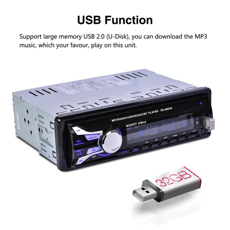 12V Bluetooth Car Radio FM/AM MP3 Audio Player USB Disk SD Card Playing AM Radio Aux Input Receiver SD USB 200W MP3 Player - ebowsos
