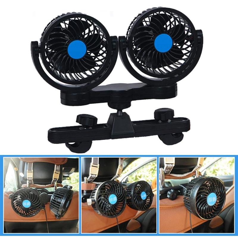 12V Mini Electric 360 Degree Rotating 2 Gears Adjustable Car Fan Low Noise Car Air Conditioner Summer Cooling Fan Car Air Fan - ebowsos
