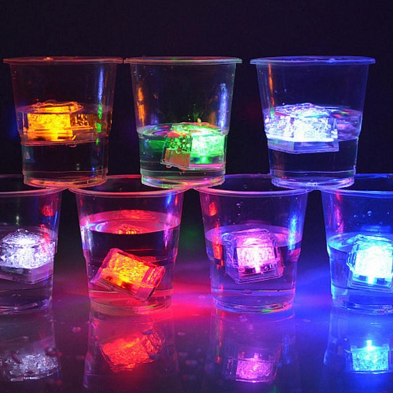12pcs DIY Colorful Flash LED Ice Cubes Wedding Festival Decor Party Props - ebowsos