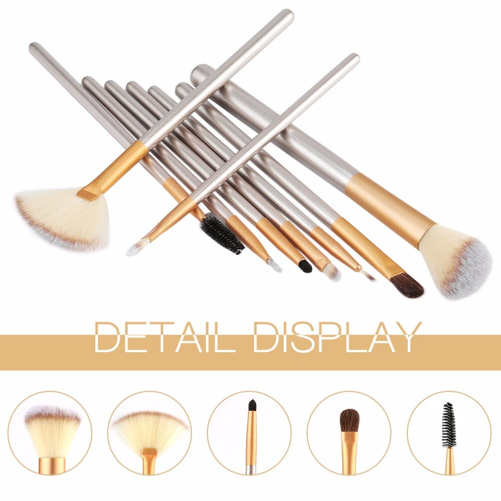 12pcs  or 1pc Classic Beige Wood Handle Cosmetic Professional Makeup Brushes Set Kit For Face Make Up Brush Beauty Tool - ebowsos
