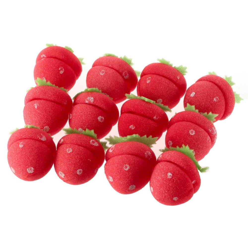 12pcs/set Strawberry Balls Hair Care Soft Sponge Rollers Curlers Lovely DIY Tool Personal Lovely Hair Styling Curlers Tools - ebowsos
