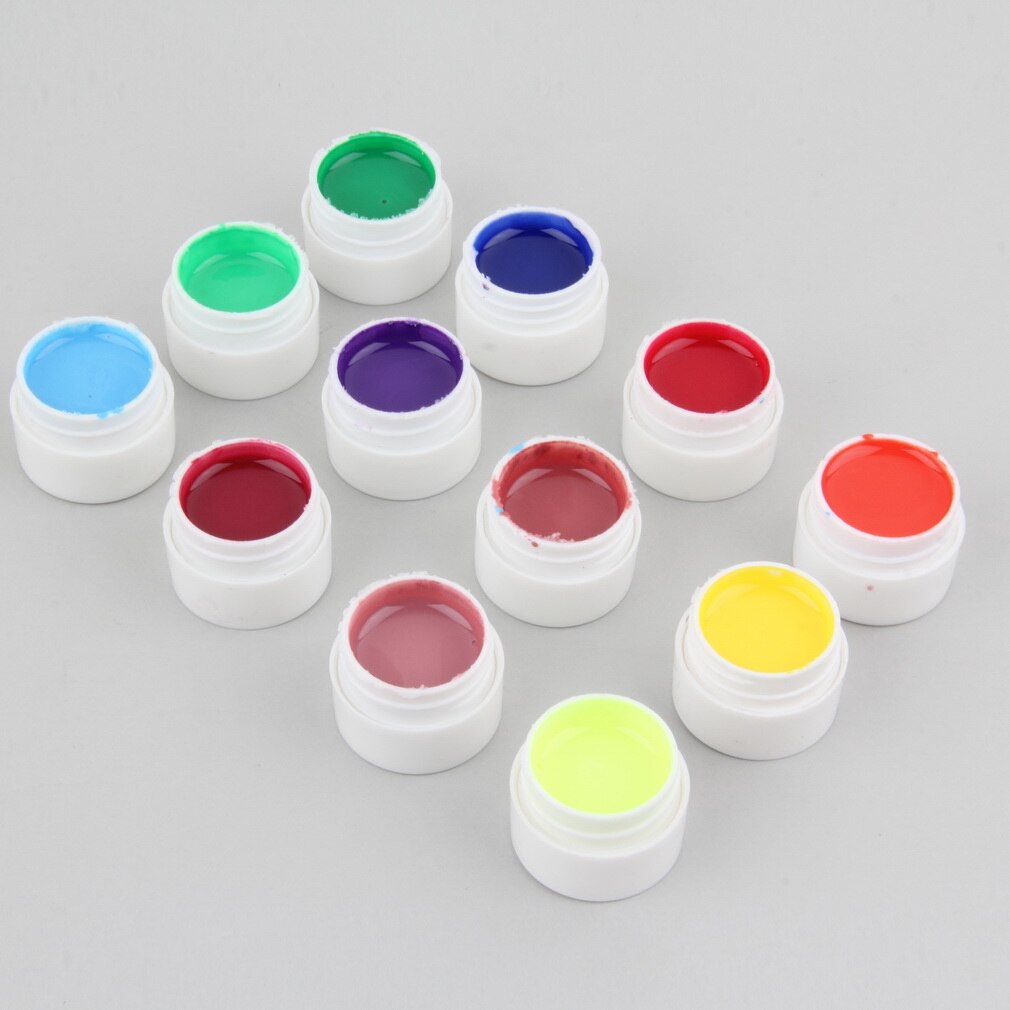12pcs/set Transparent Glittery Solid Pure UV GEL Solid color glue Extension DIY Builder Nail Art - ebowsos
