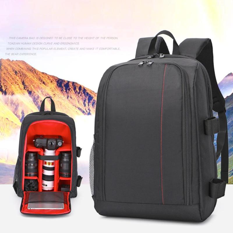 15.6" Case Waterproof Digital Camera Backpack Camcorder Video Lens Bag With Rain Cover SLR Tripod Camera Bag for Canon for Nikon - ebowsos