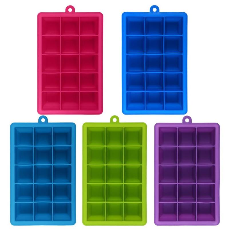 15 Grids DIY Creative Big Ice Cube Mold Square Shape Silicone Ice Tray for Wine Kitchen Bar Drinking Accessories - ebowsos