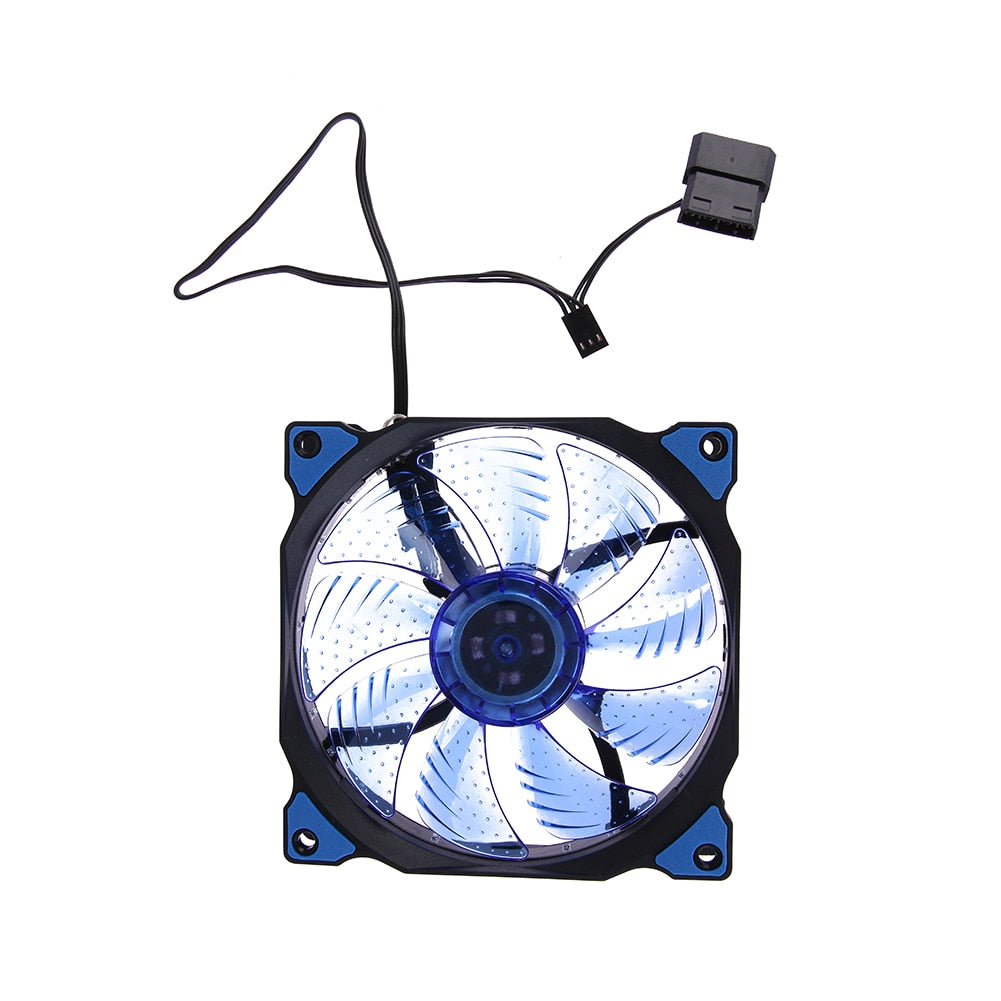 15 LED Lights Clear 120mm Ultra-silence Quiet PC Computer Case 3Pin 4Pin Power Port Cooler Cooling Fan With 4 pcs Screws - ebowsos