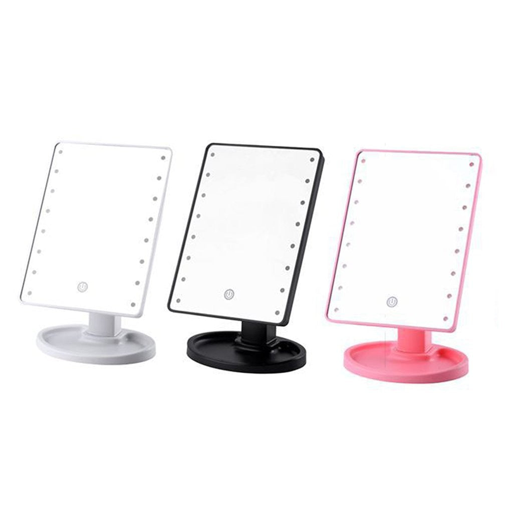 16 LEDs Mirror LED Makeup Vanity Square Mirror Double-Sided Lighted Mirrors for Bathroom Bedroom Battery Type - ebowsos