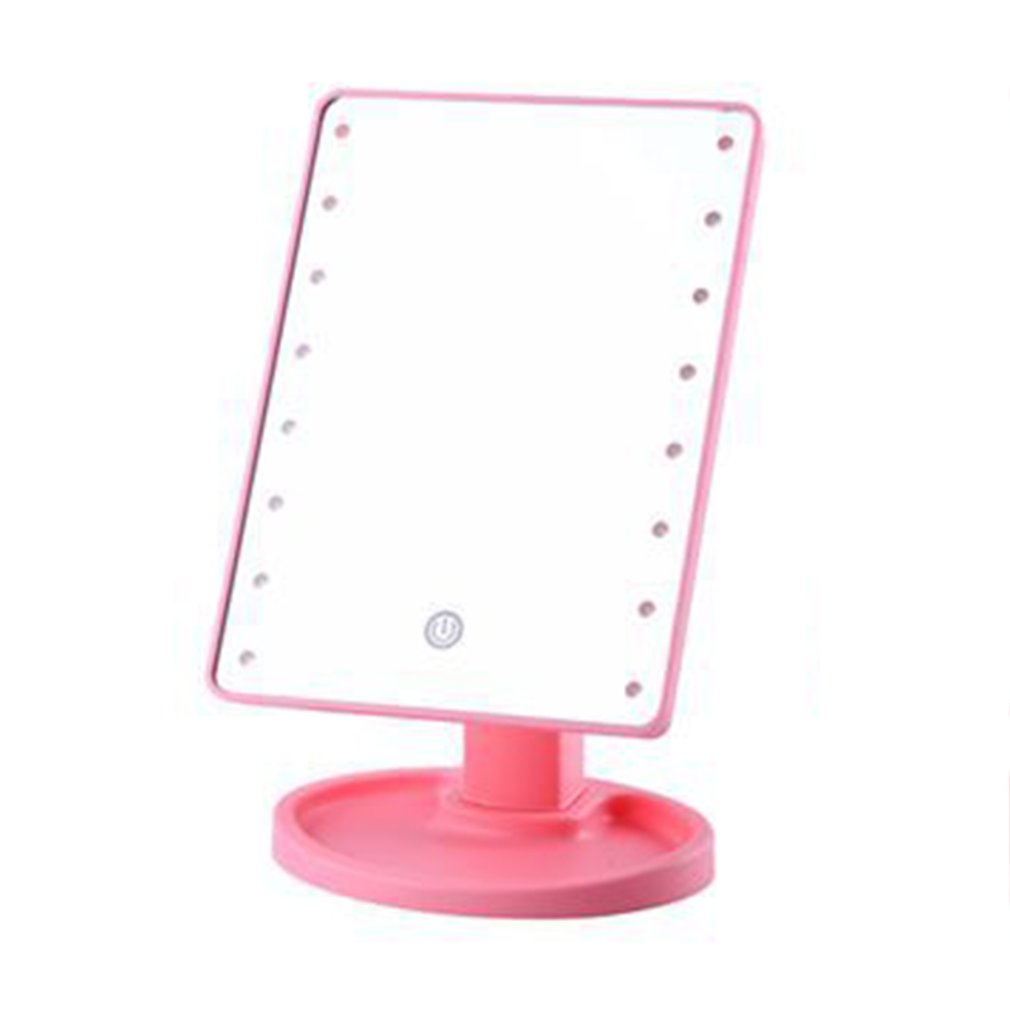 16 LEDs Mirror LED Makeup Vanity Square Mirror Double-Sided Lighted Mirrors for Bathroom Bedroom Charging Type - ebowsos
