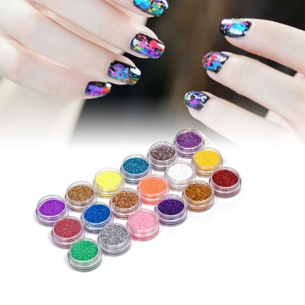 18 Colors Nail Art Glitter Powder Dust Decoration kit For Acrylic Tips UV Gel DIY Drop Shipping Wholesale Nail Glitter - ebowsos