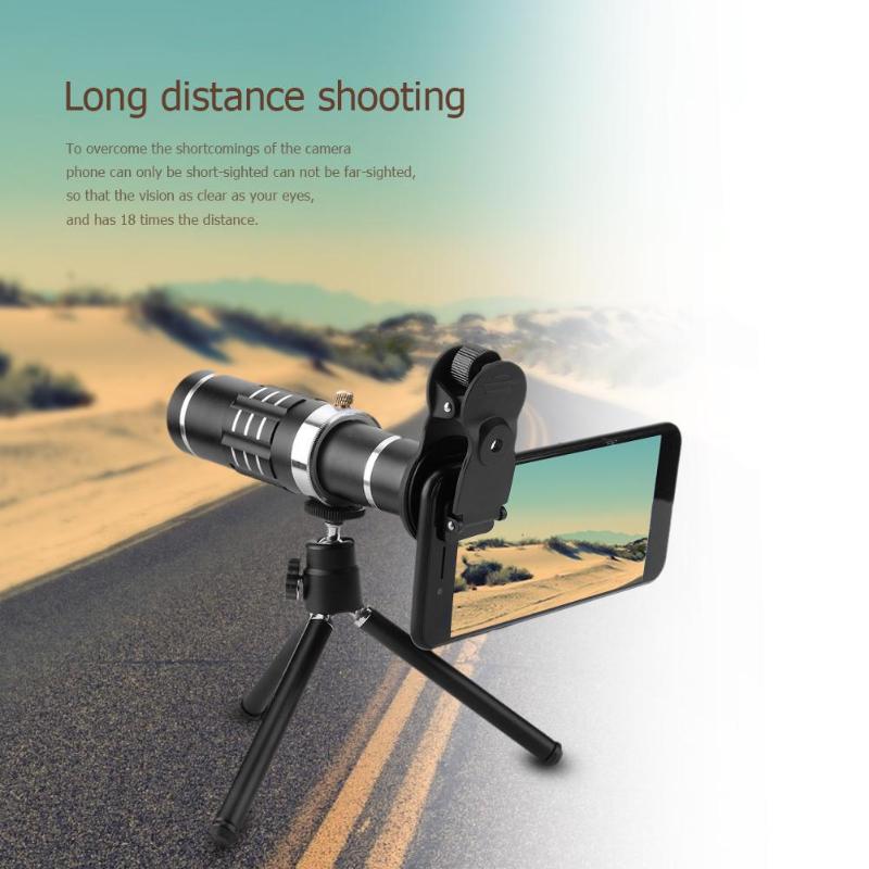 18x Zoom Optical Telescope Telephoto Lens with Tripod Clip Kit Universal Phone Camera Lens for iPhone Samsung Mobile Phone New - ebowsos