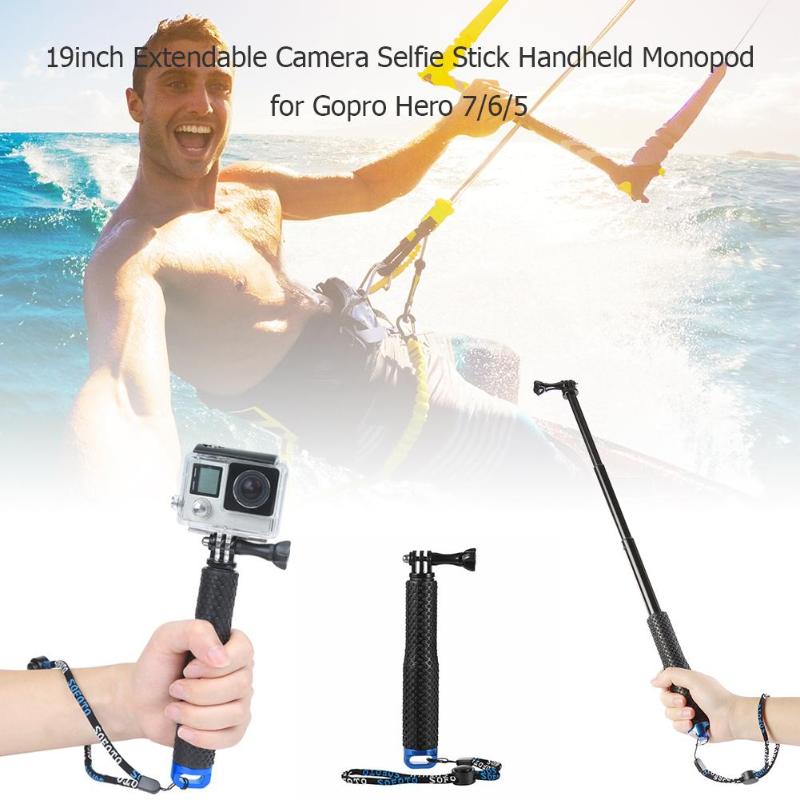 19inch Protable Extendable Camera Selfie Stick Action Camera Handheld Monopod Tripod for Gopro Hero 7 6 5 Selfie Sticks Hot Sale - ebowsos
