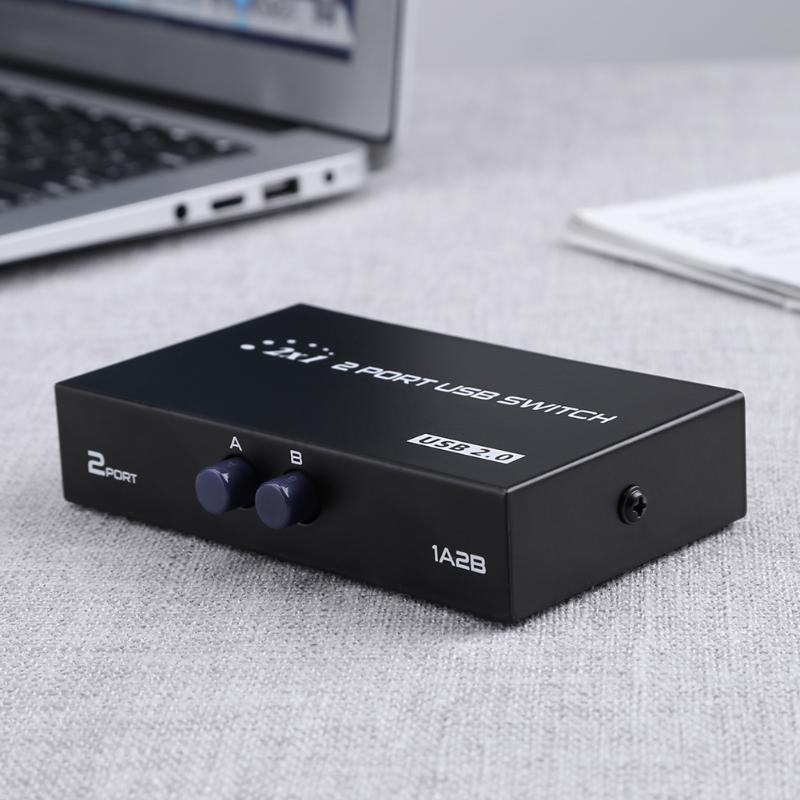 1A 2B 2 Port USB Switcher Manual USB 2.0 Sharing Device Switch Adapter Box for 2 Computer to Share 1 Printer Scanner - ebowsos