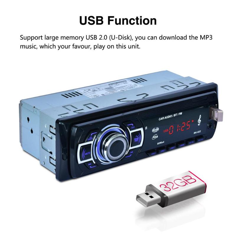 1Din In-Dash Car Radio Bluetooth Stereo Player Handsfree AUX-IN USB/SD Card MP3 Player 12V Car Audio Fm Radio Car-styling New - ebowsos