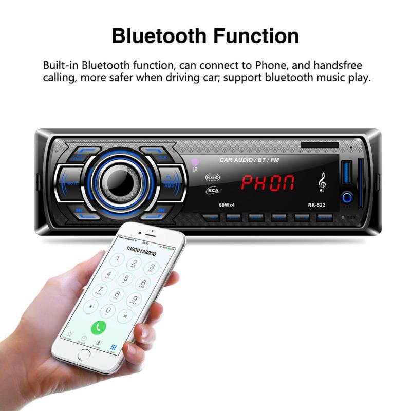 1Din In-Dash Car Radio Bluetooth Stereo Player Handsfree AUX-IN USB/SD Card MP3 Player 12V Car Audio Fm Radio Car-styling New - ebowsos