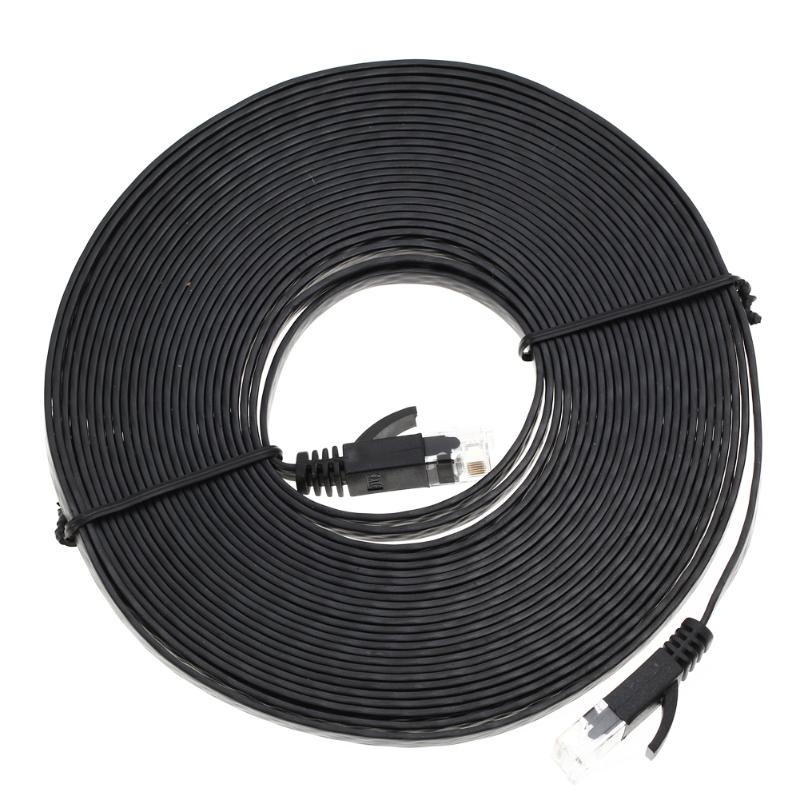 1M-10M Flat Cat6 Patch Cable Network Ethernet Patch Cable Ethernet Internet Network Cable RJ45 Patch LAN Cable Connector Black - ebowsos