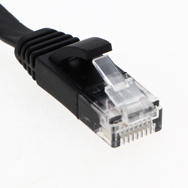 1M-10M Flat Cat6 Patch Cable Network Ethernet Patch Cable Ethernet Internet Network Cable RJ45 Patch LAN Cable Connector Black - ebowsos