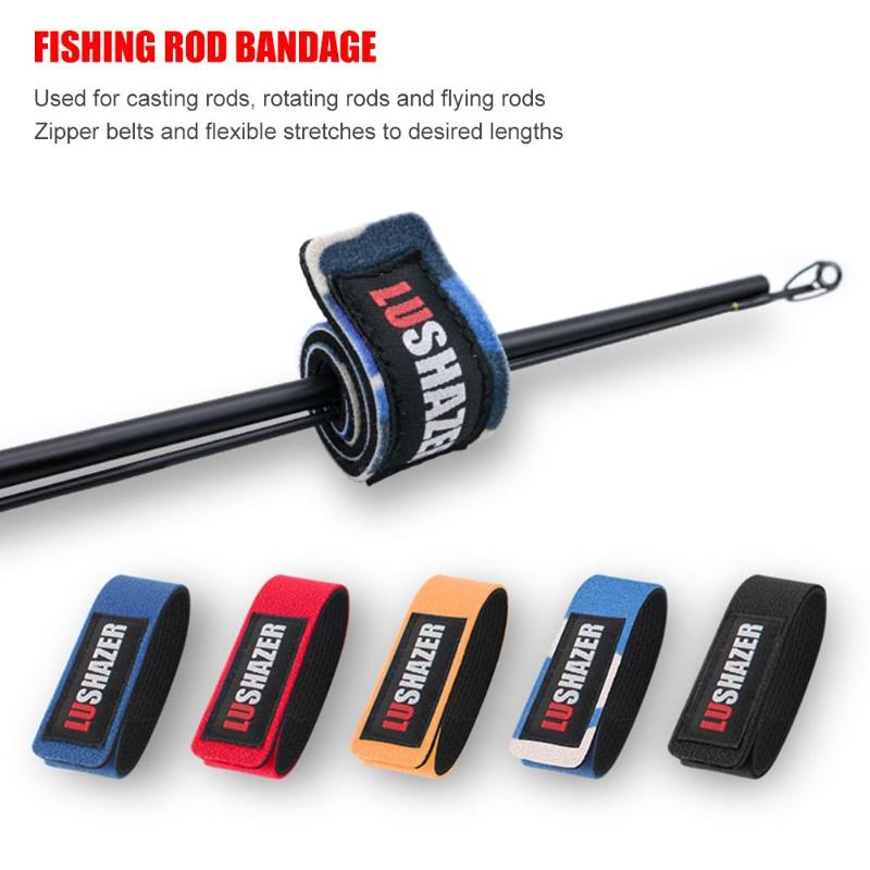 1PC Fishing Rod Tie Holder Strap Fastener Suspenders Fishing Rod Wrap Bundle Elastic Fishing Rod Fastening Strap Belts Rod Tie-ebowsos