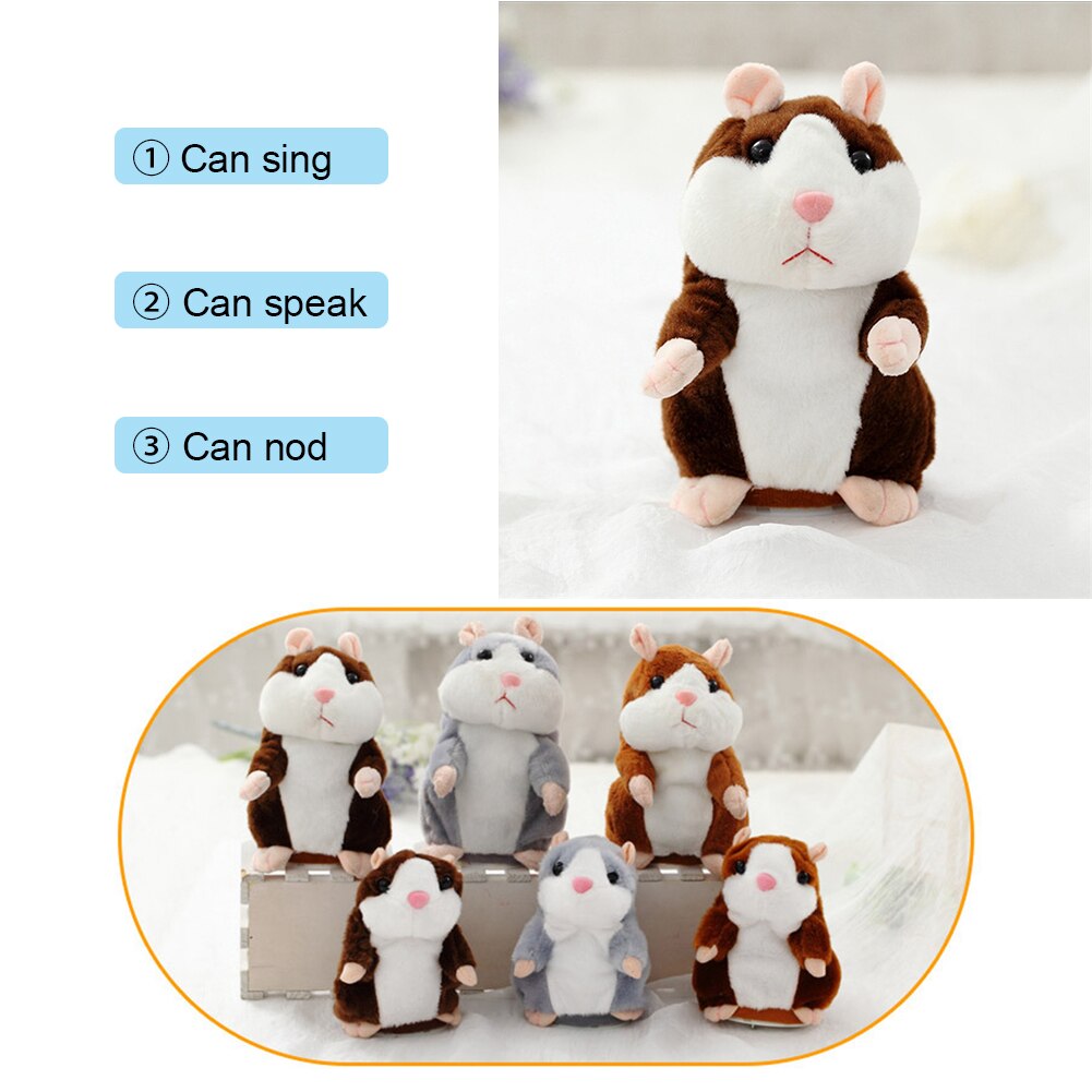 1PC Plush Toy Cute Talking Hamster Mouse Speak Talking Sound Record Hamster Educational Toy for Children Gifts 3 Colors-ebowsos