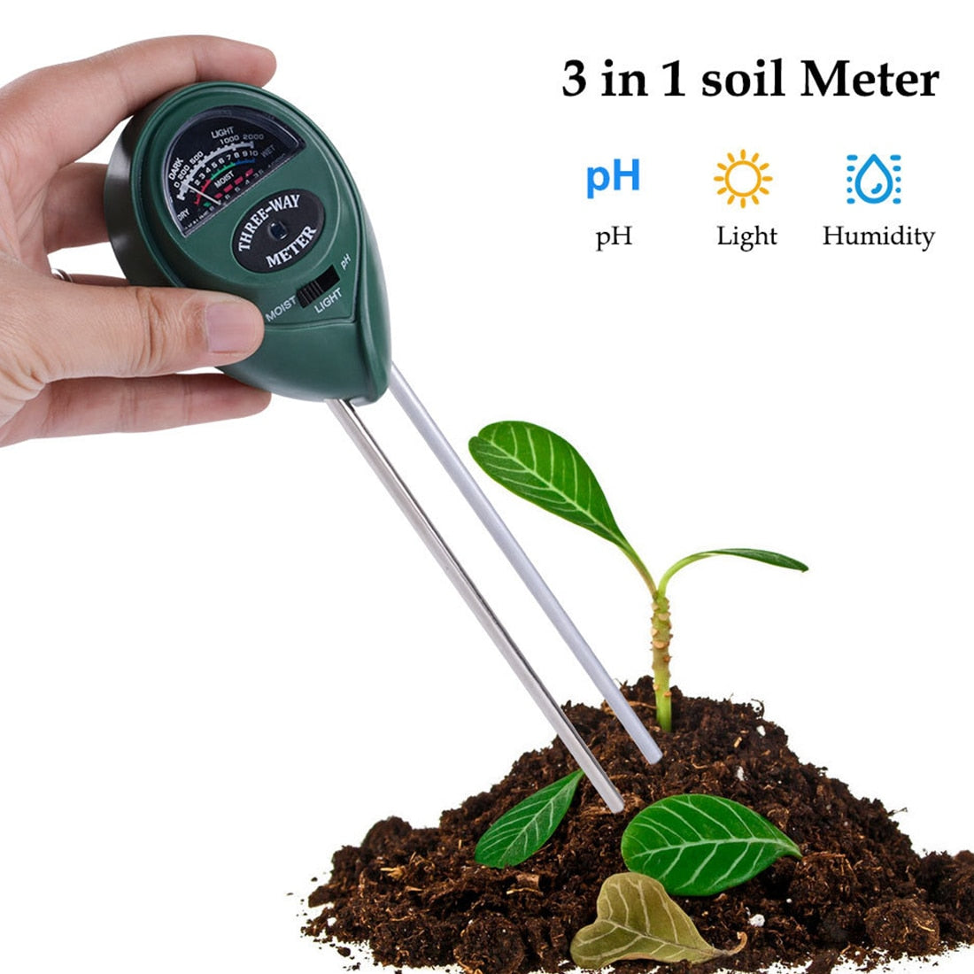1PCS 3 in 1 Soil PH Water Moisture Meter Acidity Humidity Sunlight Garden Plants Flowers Moist Tester Instrument Tool - ebowsos