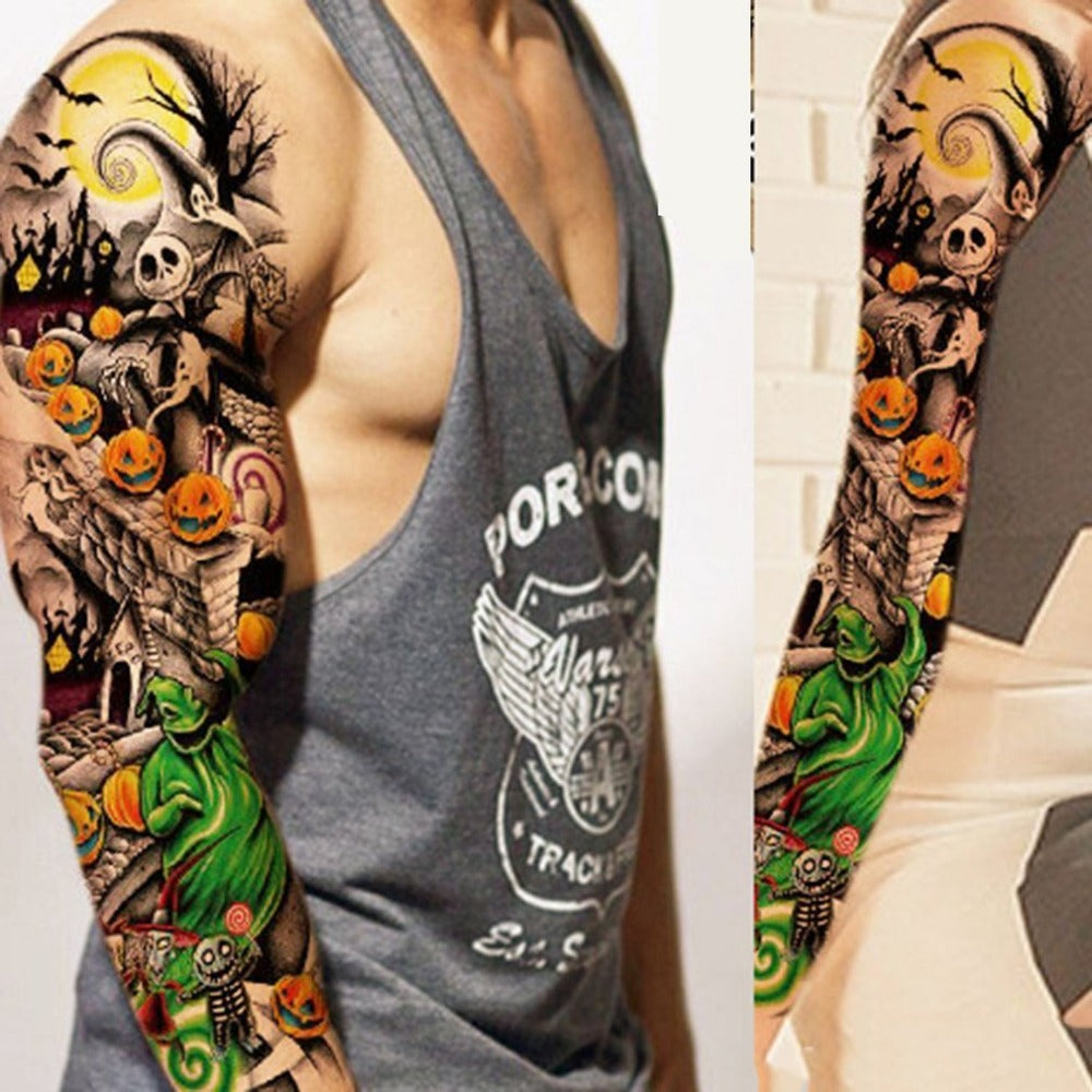 1PCS Full Arm Flower Tattoo Sticker Waterproof Temporary Tattoo Sleeve Men Women Body Paint Water Transfer Fake Tatoo Sleeve - ebowsos