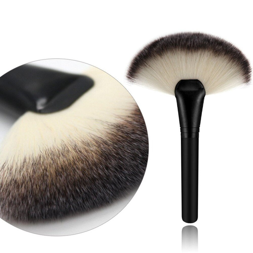 1PCS Portable Size Beauty Women Loose Powder Blusher fan-shaped Makeup Brush Single Soft Face Cosmetic Makeup Brush Tool - ebowsos