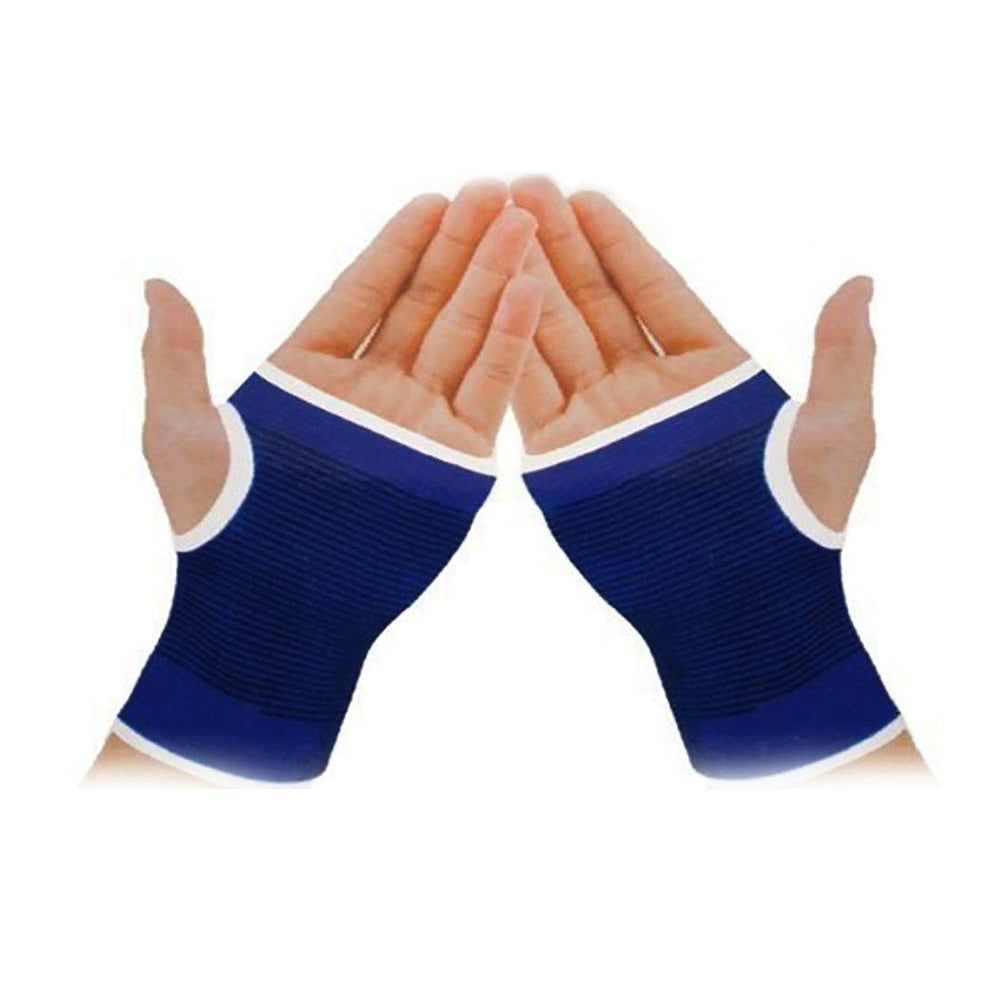 1Pair Unisex Blue Palm Wrist Hand Support Gloves Outdoor Sport Elastic Brace Sleeve Sports Bandage Gloves Sports Safety-ebowsos