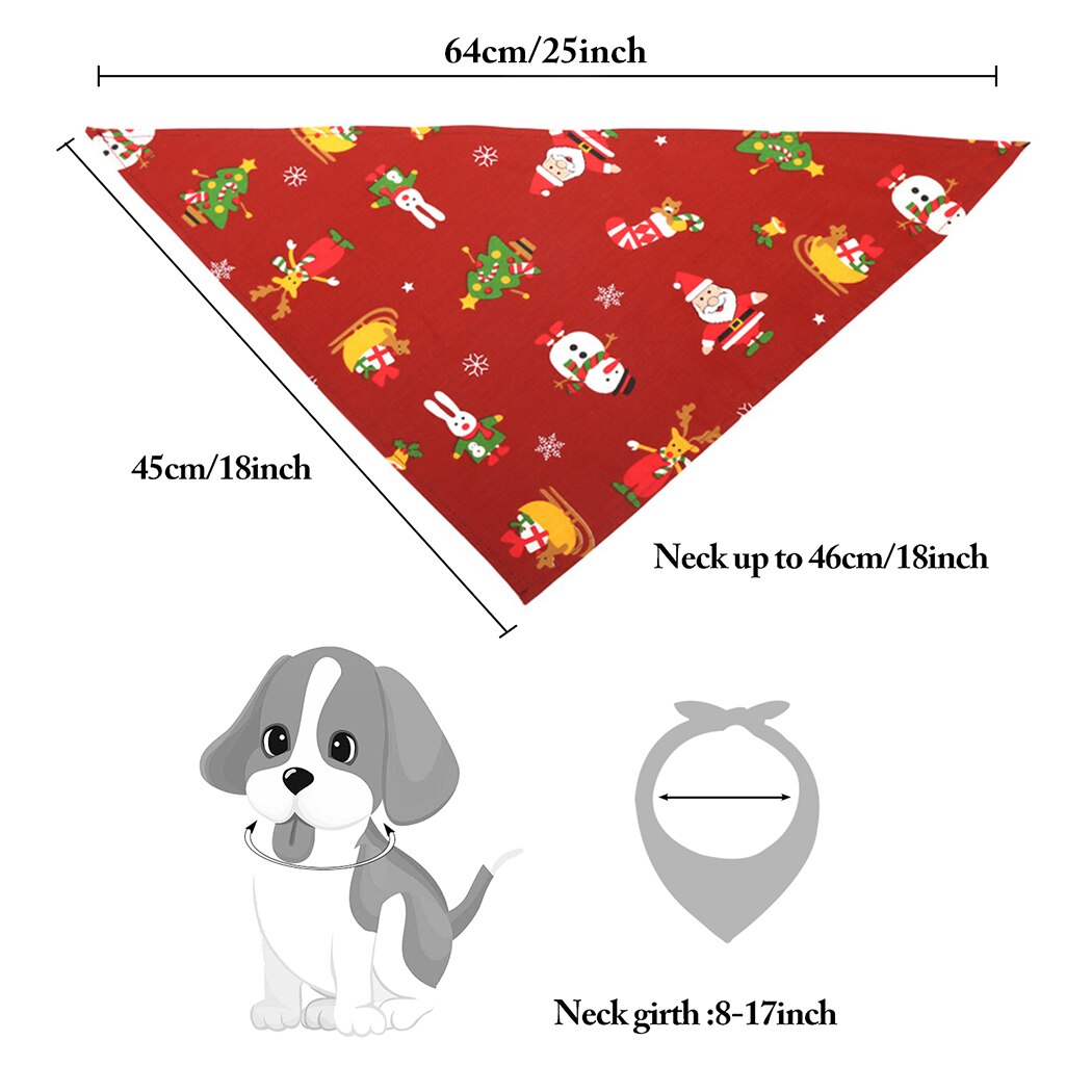 1Pc Christmas Cartoon Printing Pet Triangle Towel Cotton Washable Dress Up Scarf Cat Bowtie Dog Bandana Pet Clothing Accessories-ebowsos