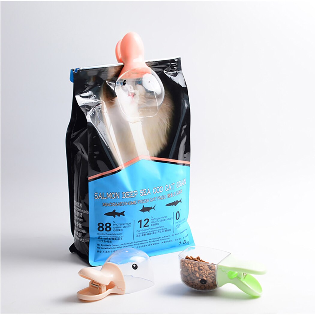 1Pc Cute Cartoon Pet Food Scoop Plastic Duckbilled Multi-Purpose Cat Dog Food Spoon Pet Feeder Feeding Supplies Blue Pink-ebowsos