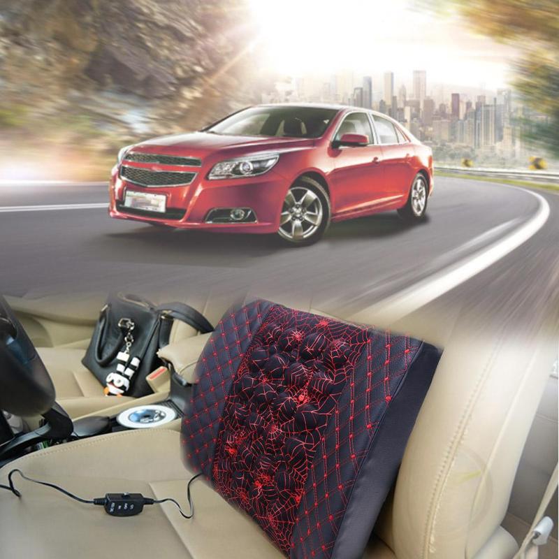 1Pc Electrical Massage Car Seat Back Relief Lumbar Pain Back Support Pillow Headrest Waist Safety Chair Cushion For Auto Vehicle - ebowsos