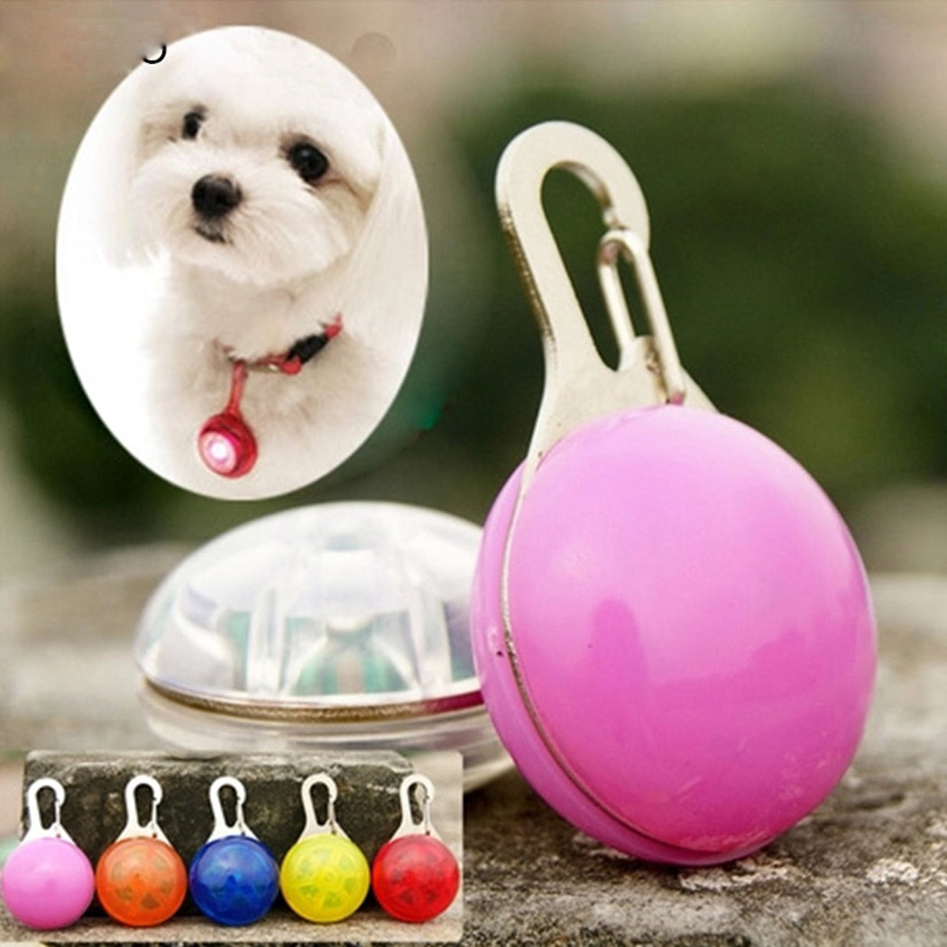 1Pc Pet Collar With Light Creative Dog Decor Safety Pet LED Round Luminous Pendant For Dog Cat Night Walking Pet Accessories-ebowsos