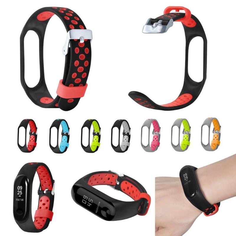 1Pc TPE Stainless Steel Buckle Ventilated Adjustable Bracelet Smart Watch Strap Wrist Band Replacement for Xiaomi Miband 3 Bands - ebowsos