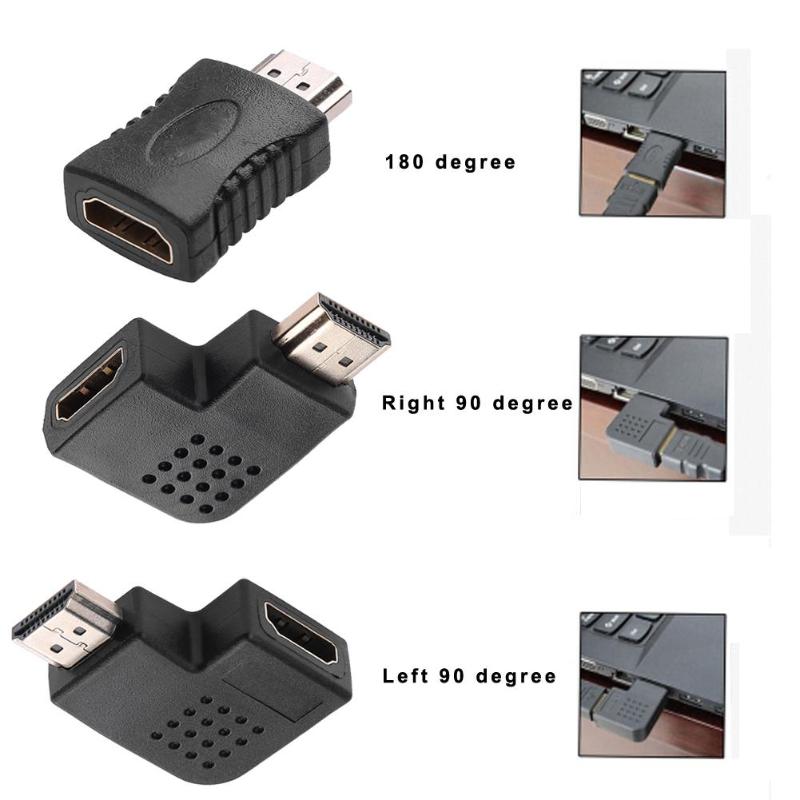 1Pcs 1080P HDMI Male to Female Extension Adapter Converter HDMI Cable Connector Converter Extender 90 Degrees Angle 270 Degrees - ebowsos