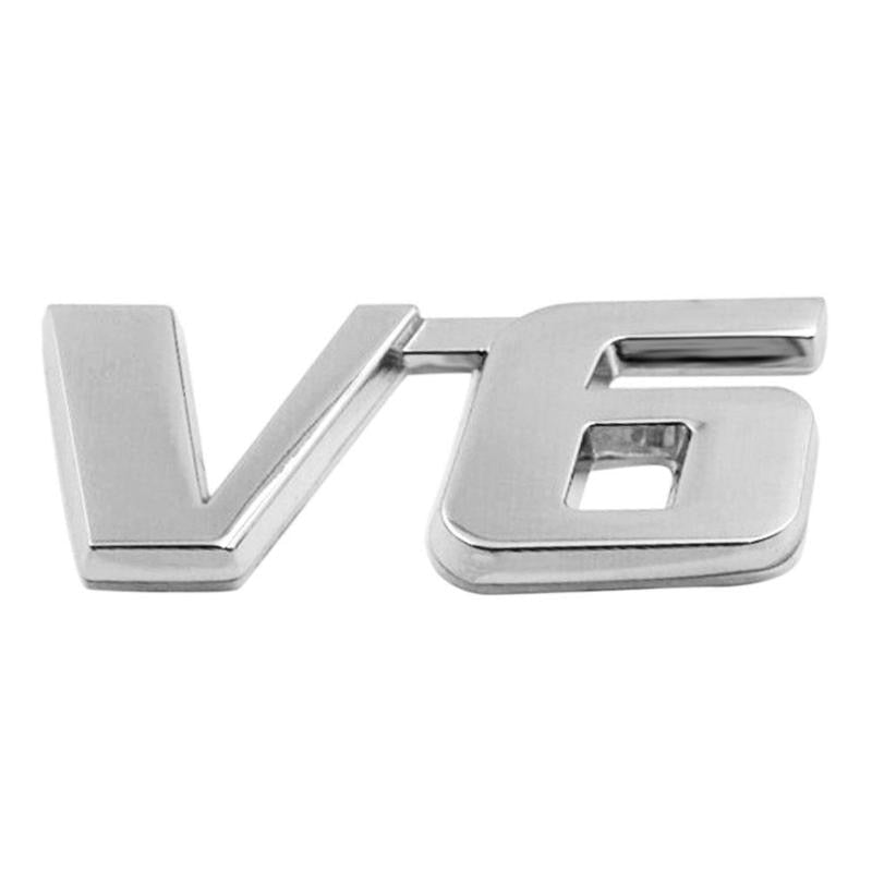 1Pcs 3D Chrome Metal V6 Car Auto Tailgate Sticker Trunk Lid Emblem Badge Decal Car Stickers and Decals Exterior Accessories New - ebowsos