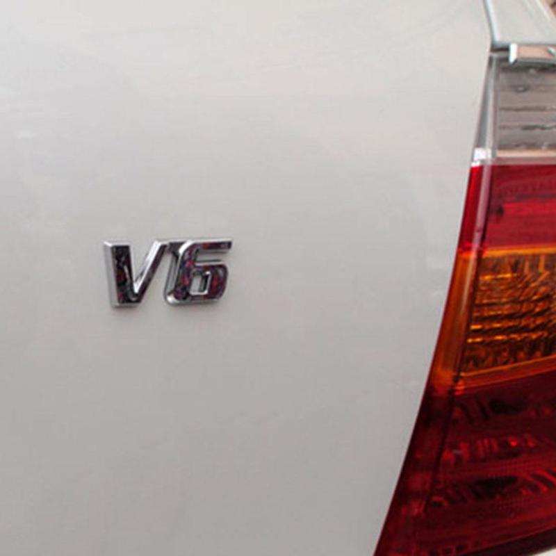 1Pcs 3D Chrome Metal V6 Car Auto Tailgate Sticker Trunk Lid Emblem Badge Decal Car Stickers and Decals Exterior Accessories New - ebowsos