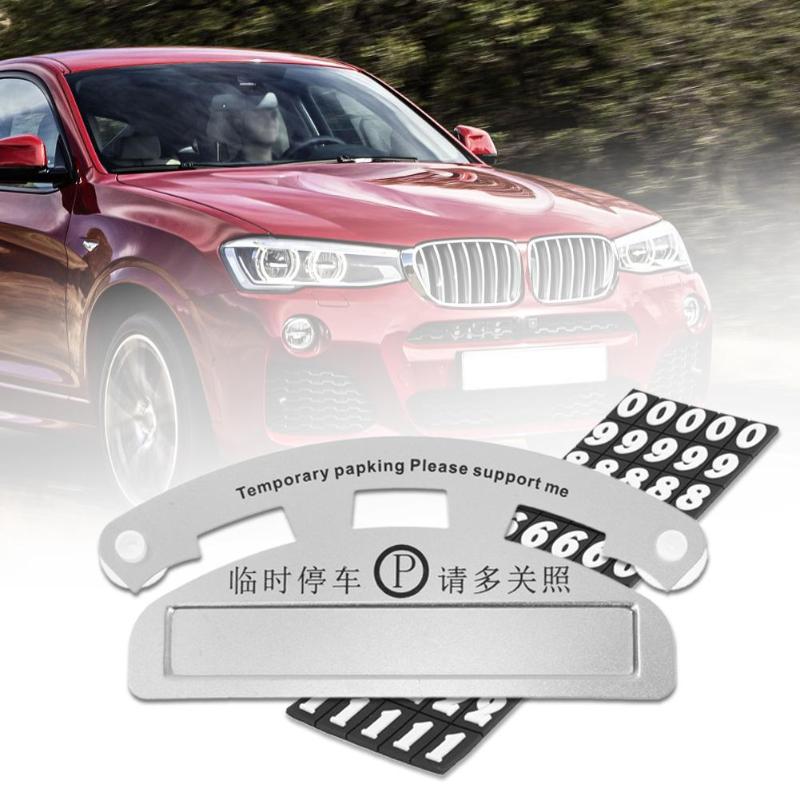 1Pcs Aluminum Car Temporary Parking Card Calling Phone Number Sucker Plate With Suckers Car Styling Phone Number Card Hot Sale - ebowsos