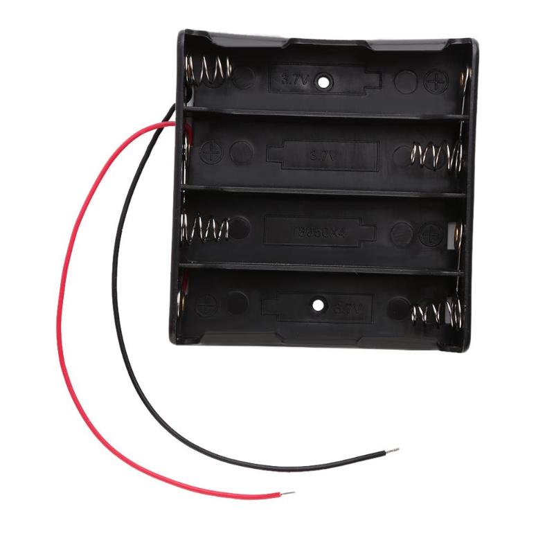 1Pcs Black Plastic AA Battery Storage Box 4 Slot Way DIY Batteries Clip Container with Wire Lead Pin High Quality Battery Holder - ebowsos
