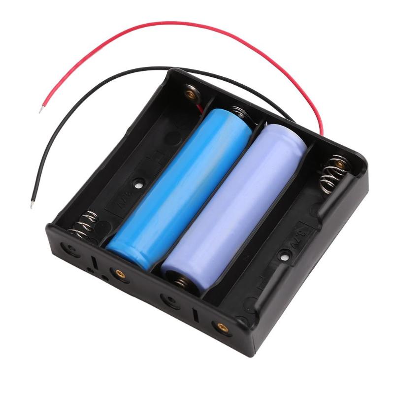 1Pcs Black Plastic AA Battery Storage Box 4 Slot Way DIY Batteries Clip Container with Wire Lead Pin High Quality Battery Holder - ebowsos