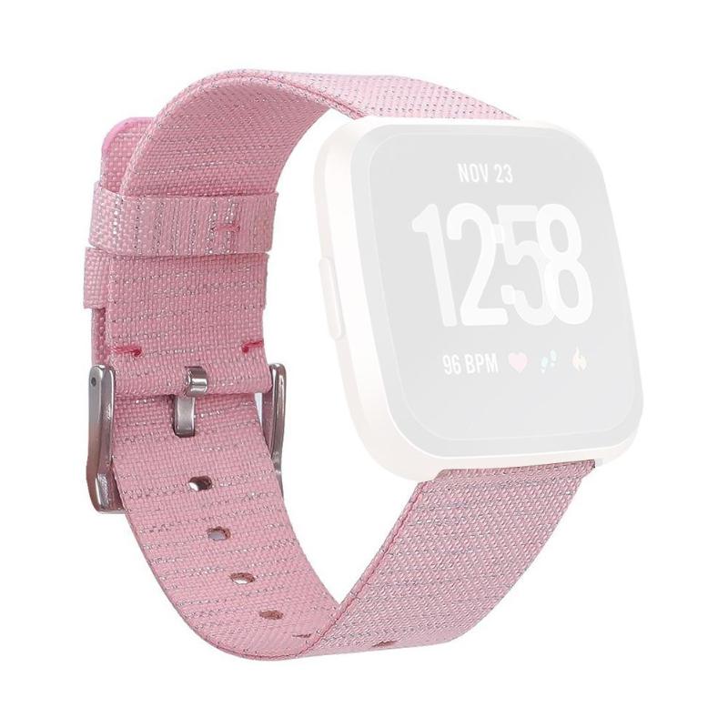 1Pcs Canvas Bracelet Watch Band Wrist Strap with Buckle Connector Replacement for Fitbit Versa Smart Watch High Quality Bands - ebowsos