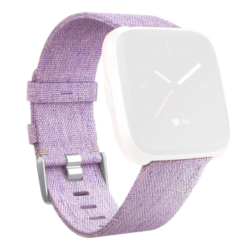 1Pcs Canvas Bracelet Watch Band Wrist Strap with Buckle Connector for Fitbit Versa Smart Watch High Quality Smart Accessories - ebowsos
