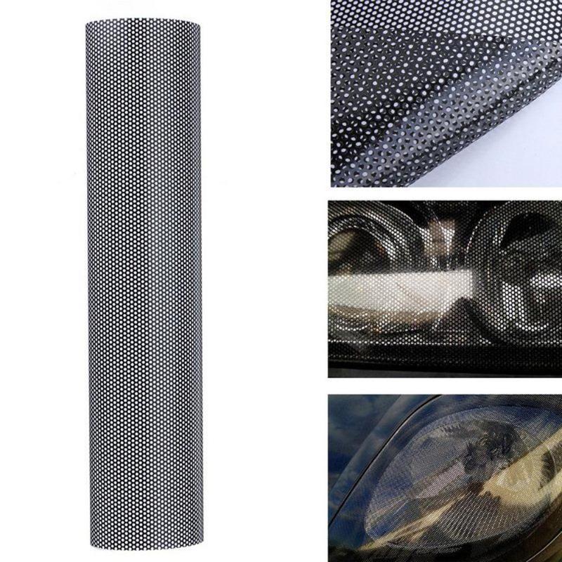 1Pcs Car Sticker for Car Light Cover 106x30cm Car Headlight Tint Perforated Film Mesh Like Fly Eye MOT Legal Tinting Promotion - ebowsos