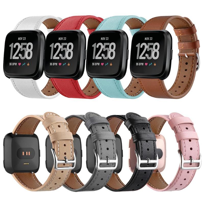 1Pcs Classic Leather Adjustable Watchband Bracelet Wrist Strap Replacement for Fitbit Versa Smart Watch High Quality Watch Band - ebowsos