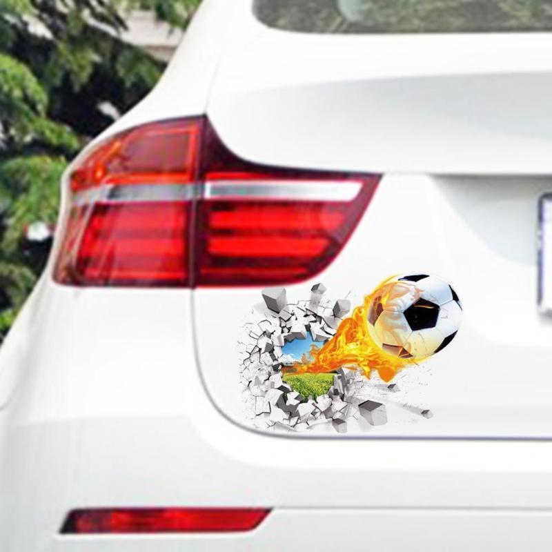 1Pcs DIY Removable 3D Fire Soccer Ball Football Wall Car Sticker Decal Car stickers and Decals Motorcycle Car Styling Accessory - ebowsos