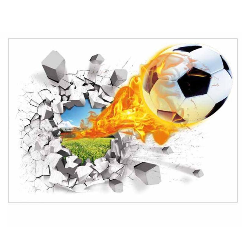 1Pcs DIY Removable 3D Fire Soccer Ball Football Wall Car Sticker Decal Car stickers and Decals Motorcycle Car Styling Accessory - ebowsos